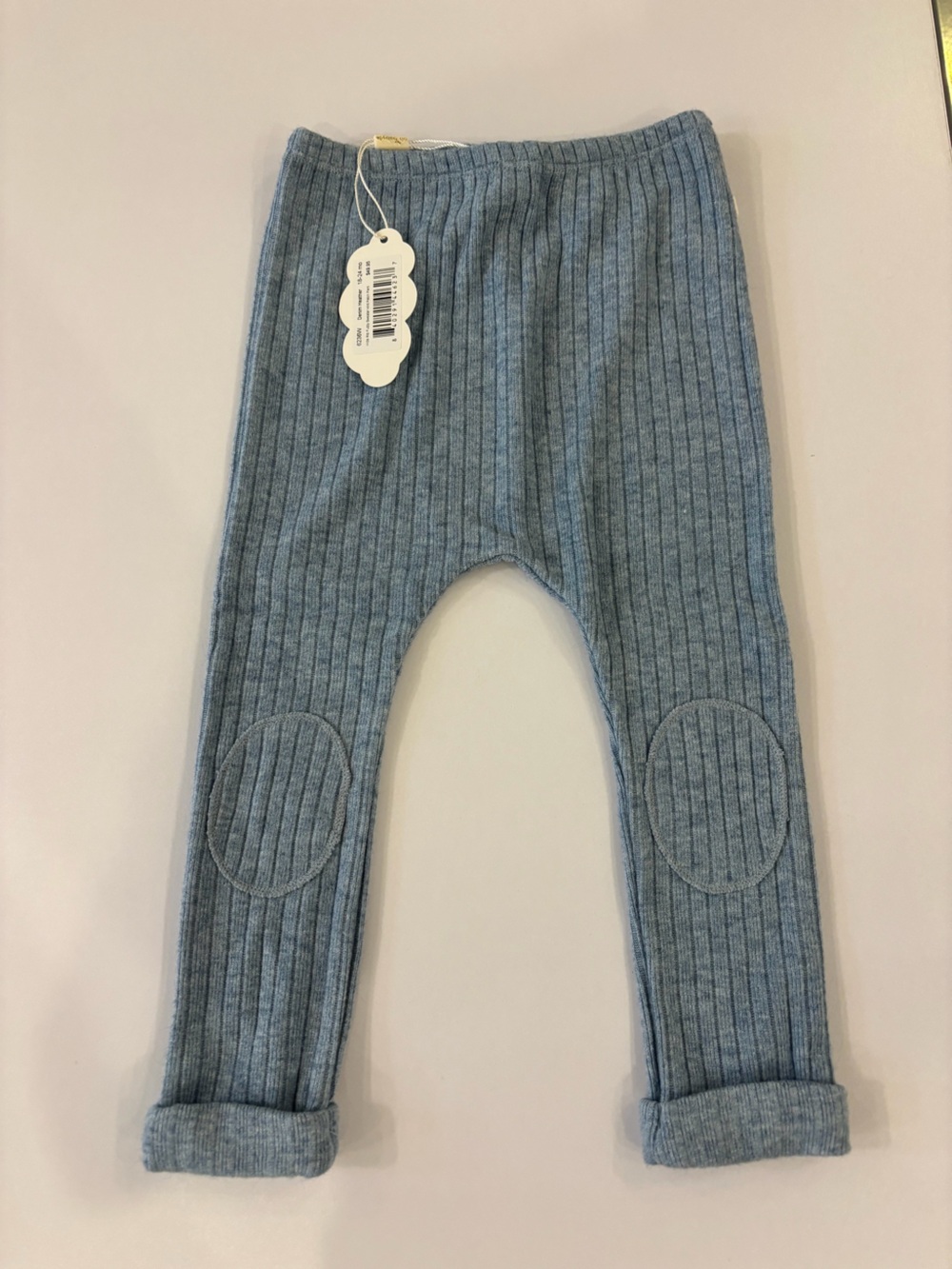Oh Baby Blue Ribbed pants  with Knee Patches